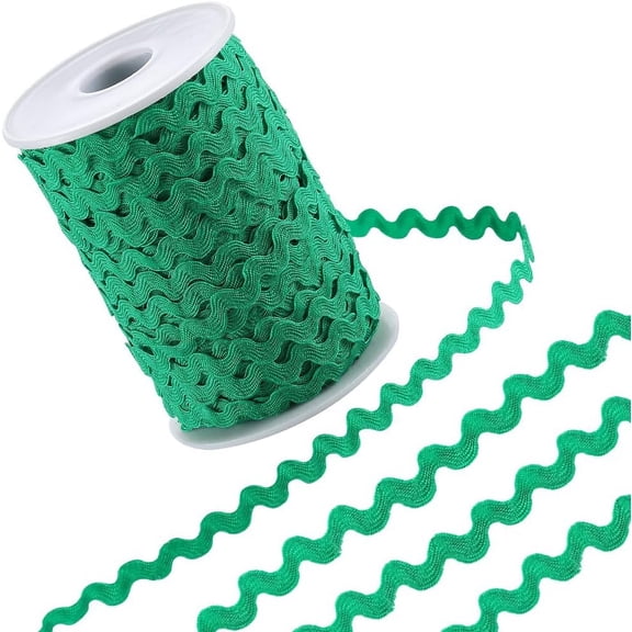 137 Yards Rick Rack Trim for Sewing 3/8 Inch Wavy RIC Rac Ribbon Thin Rickrack Green Wave Bending Fringe Trim Zig Zag Polyester S Shaped Lace Woven Fabric with Spool for Crafts colorful