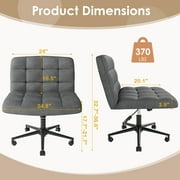 LAZY BUDDY Swivel Criss Cross Legged Chair with Wheels, Armless Desk Chair Wide Comfy Seat Height Adjustable Vanity Chair for Desk, Bedroom