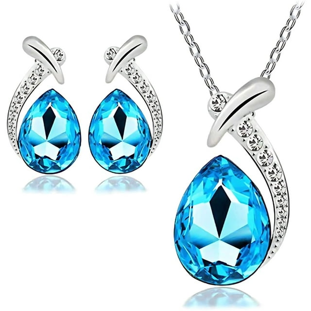 Gota de agua moda mujer flash taladro traje colgante pendientes collar collares colgantes colgante collar conjunto colgante collar conjunto el collar