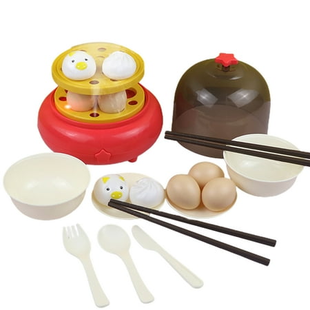 

Kitchen Chef Cosplay Electric Steamer Toy for w/ Steam Spray Bowl Plate Chopstick Child Interaction Activity Toy Party F