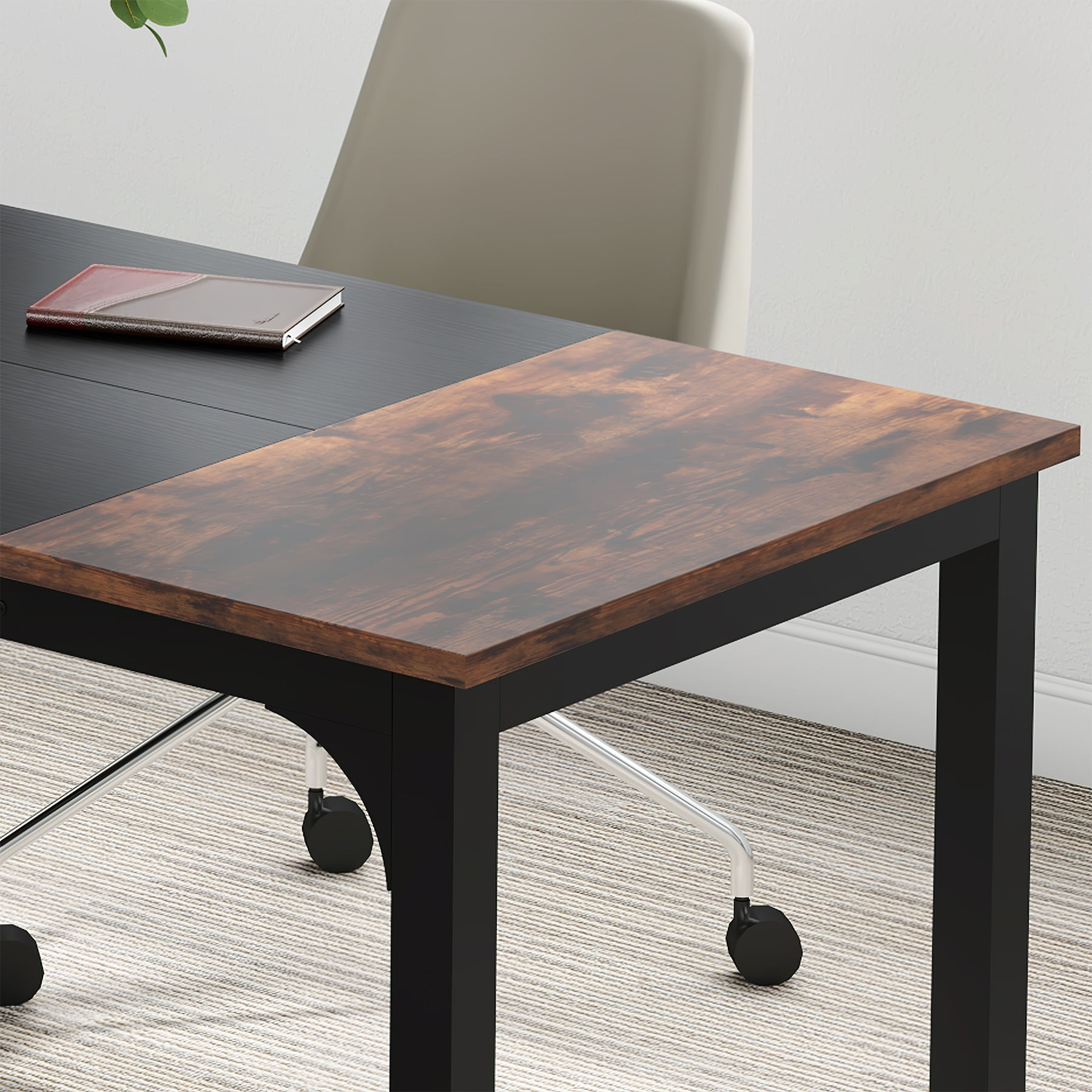 Tribesigns Adult Modern Executive Office Furniture Contemporary and Durable Desk, Rustic Brown/Black