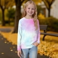 thumbnail image 5 of Drmagiyhm Girls Long Sleeve T Shirts Size 10-12 Casual Crewneck Striped print Shirts Fashion Basic Fall T-Shirts Girl Comfy Tees 12-14 Years Light Purple, 5 of 5