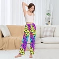 thumbnail image 4 of Dailycode Women's Pajama Pants Wide Leg Lounge Pj Bottoms With Pockets Rainbow Color Leopard, 4 of 7