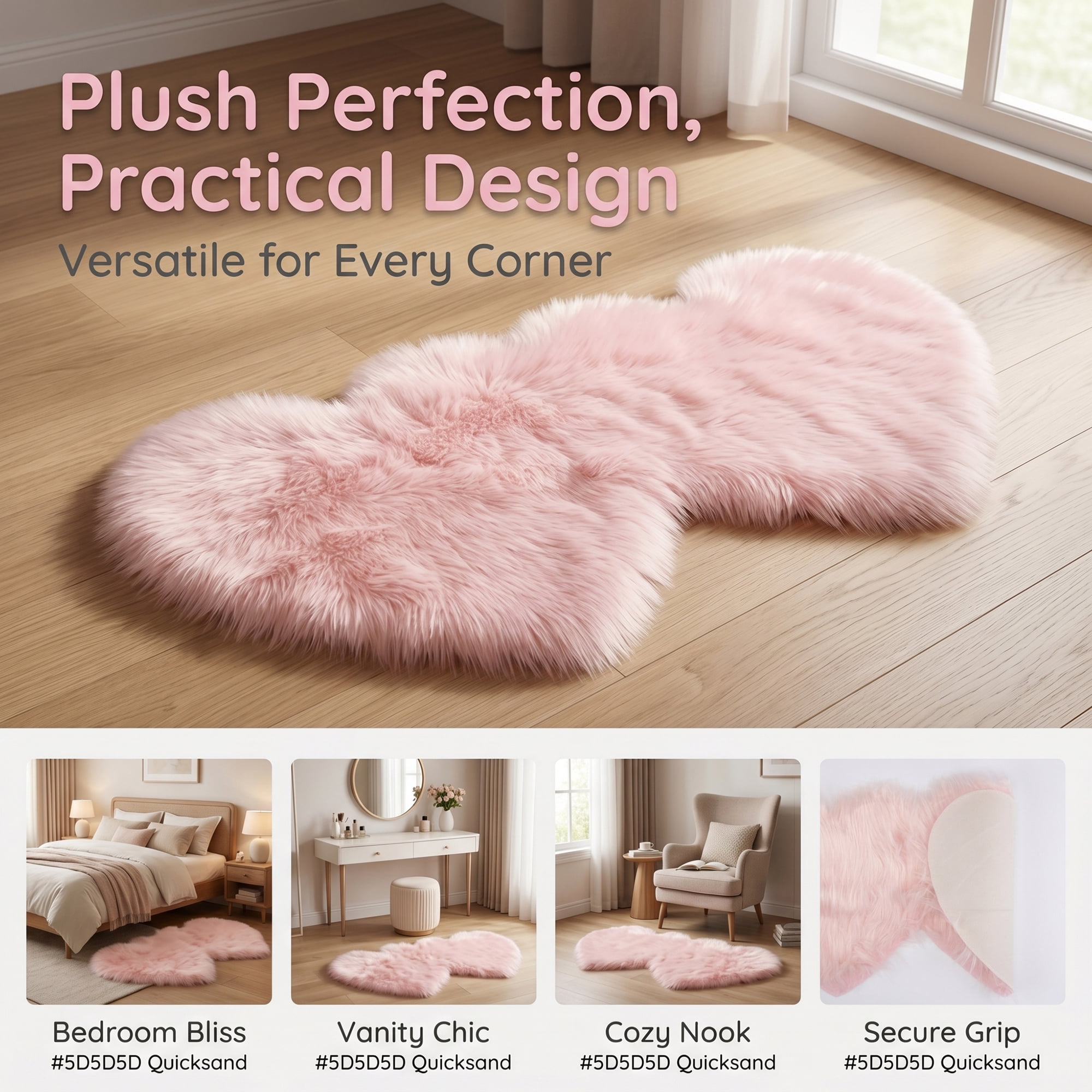 Unique Bargains Soft Fluffy Non Slip Narrow Fuzzy Shaggy Area Rug 28" x 14" Light Pink