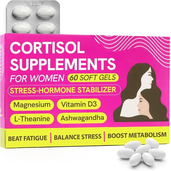 Cortisol Supplements for Women with Ashwagandha, Rhodiola & L-Theanine | Cortisol Reducer Designed for High Stress, Fatigue & Mood Swings | Supports Hormone Balance & Steady Energy | 60 Capsules