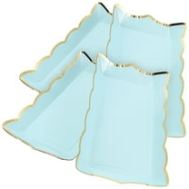 HONITANO Disposable Paper Serving Trays Blue for Parties 4Pcs 11.4x6.3x1.2in