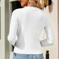 thumbnail image 7 of Womens Tops Long Sleeve Cropped Lightweight Cardigan Button Down V Neck Ladies Clothing,White,L, 7 of 7