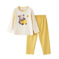 thumbnail image 4 of Spazoro Toddler Kids Girls 2PC 100% Cotton Ouifit Sets, Long Sleeve Bear Print Soft & Comfy Fall Winter Casual Shirts and Pants for Loungewear Yellow Size 6-7, 4 of 7