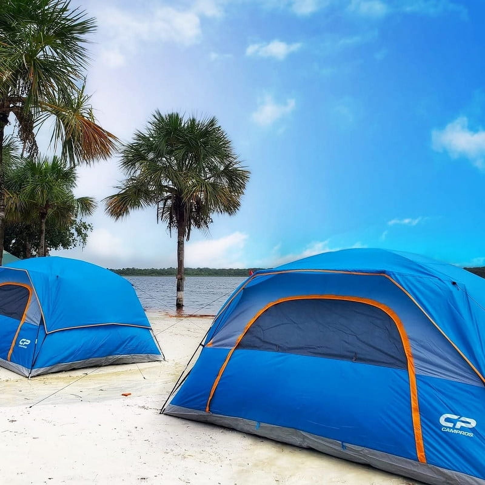 CAMPROS 6 Person Camping Tents, Waterproof Windproof Family Dome Tent with Rainfly, Large Mesh Windows, Wider Door, Portable with Carry Bag