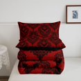 thumbnail image 5 of Homewish Spooky Halloween Bat Damask Queen Comforter Set,Antique Floral Print Comforter Sets Queen,Red Black,Black Reversible,3 Pieces,1 Comforter and 2 Pillowcases, 5 of 7