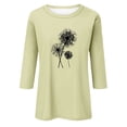 thumbnail image 3 of Ehtmsak Plus Size 3/4 Sleeve Tshirt Sunflowers Lightweight Blouses Elbow Crewneck Sweatshirts Summer Plus Size Tunic Tops for Leggings Beige L, 3 of 4