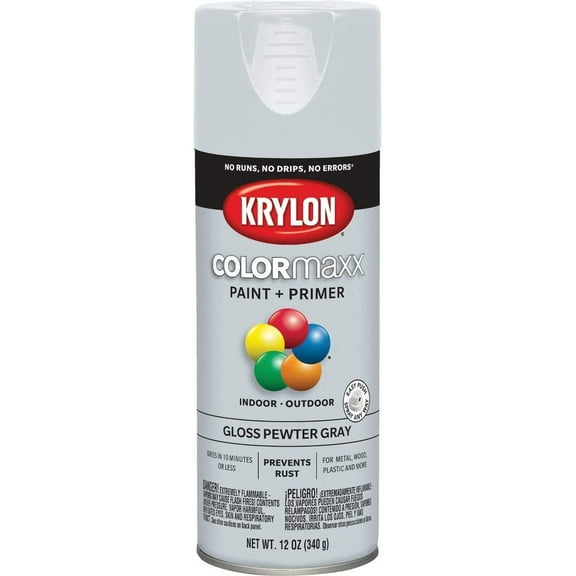 Krylon Diversified Brands K05531007 Krylon COLORmaxx Pewter Gray Gloss - Quantity 6