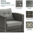 thumbnail image 4 of RoyalCraft Modular Collections Patio Arm Sofa Chir, Outdoor Grey Rattan Single Sofa Chair Set with Seat and Back Cushions, Aluminum Frame,Grey Cushion, 4 of 7
