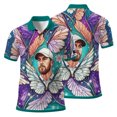 thumbnail image 2 of Custom Face Men’s Golf Polo Shirt – Spring Butterfly Mirage Art Personalized Gift for Him, 2 of 10