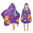 thumbnail image 2 of Purple Mardi Gras Mask Hooded Beach Towel Kids Bath Towels Quick Dry for Pool Swiming 50" x 23.5" Microfiber Soft Bathrobe, 2 of 7