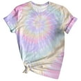 thumbnail image 2 of SELONE Tshirts Shirts for Women Short Sleeve Tops Blouses Regular Fit T Shirts Pullover Tees Tops Tie Dye Abstract Print T-Shirts Crew Neck Tops Blouses Easy Care Soft Breathable Pullover Pink XXL, 2 of 3