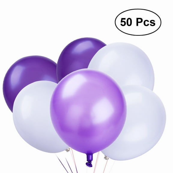 Himition 50pcs 12 Inch 2.8g Heart Latex Balloons Creative Party Balloons Decoration Supplies (White Purple Dark Purple)