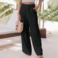 thumbnail image 1 of Pantalones Pantalones de cintura elástica Pantalones palazzo casuales Traje de vacaciones de línea H de mezcla de algodón Ygjytge Negro T M para Mujer, 1 of 6