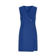 thumbnail image 4 of QUNYINEY Blue Cocktail Dresses for Women Wedding Guest Sleeveless Wedding Guest Party Midi Bodycon Dresses Formal Slim Fit V Neck Elegant Prom Dresses, 4 of 9