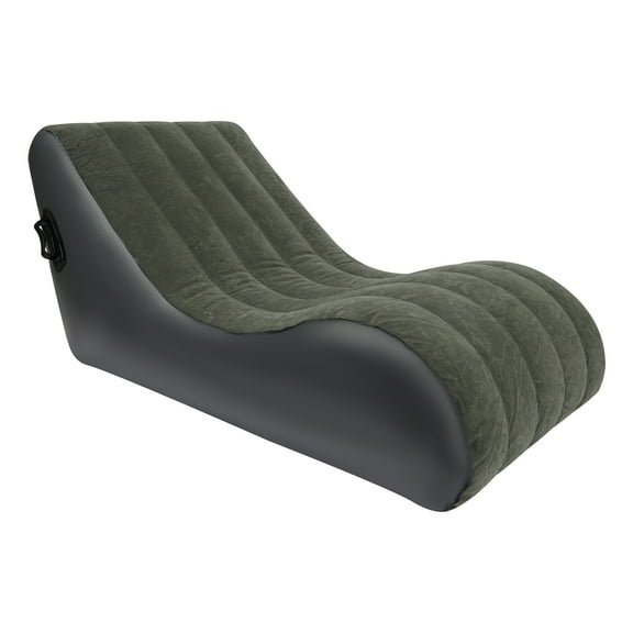 Gray Air Mattress Bed S-Shape Inflatable Sofa with Pump, Inflatable Chair Air Couch Flocked Surface, Waterproof Portable Blow Up Bed for Camping, Lounge Bed for Afternoon Rest