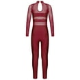 thumbnail image 2 of Xnihocha Girls Sparkle Long Sleeve Leotards for Gymnastics Dancing Ballet Bodysuit Full Unitards Burgundy 8, 2 of 6