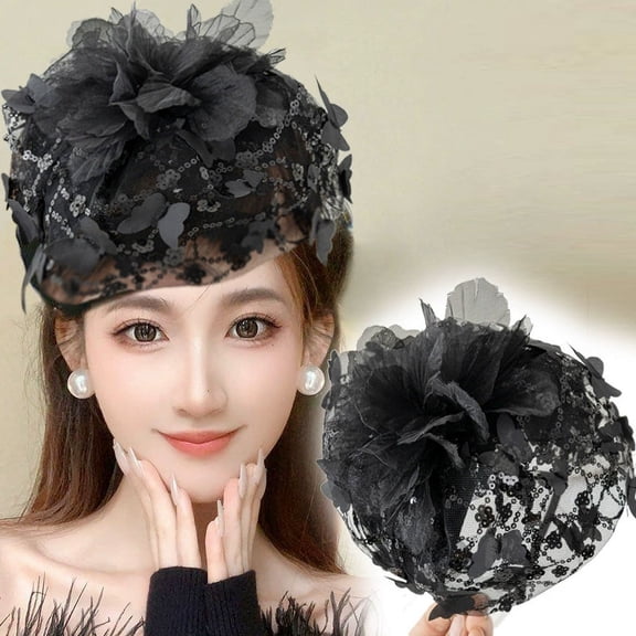 WHAMVOX Women Fascinator Headband Elegant Butterfly And Flower Design Fascinators For Women Tea Party Hairband For Women Wedding Hair Accessory