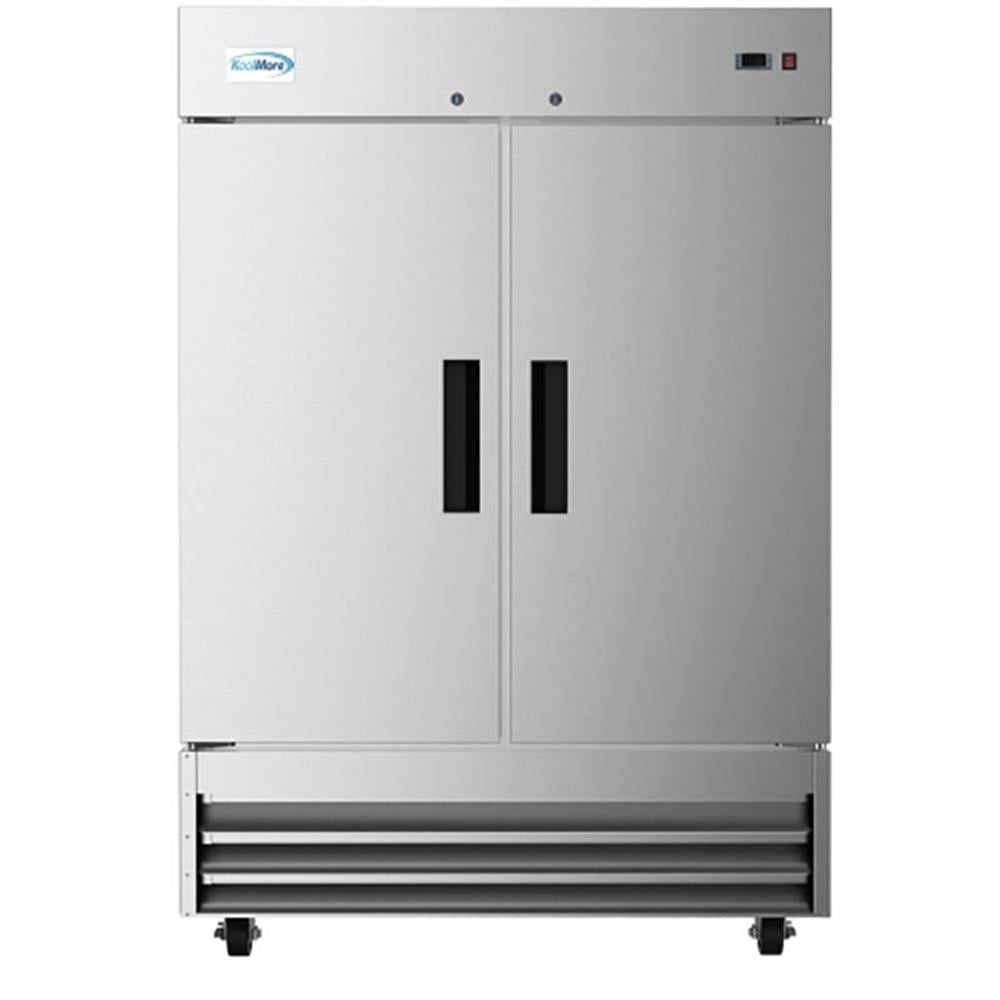 Pemberly Row 54" 2 Door Stainless Steel Upright Reach-in Freezer in Silver