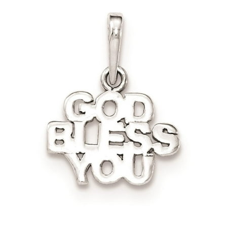 925 Sterling Silver Polished God Bless You Charm Pendant