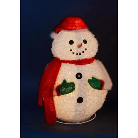 24" Lighted 3-D Jolly Winter Snowman Collapsible Outdoor Christmas Decoration