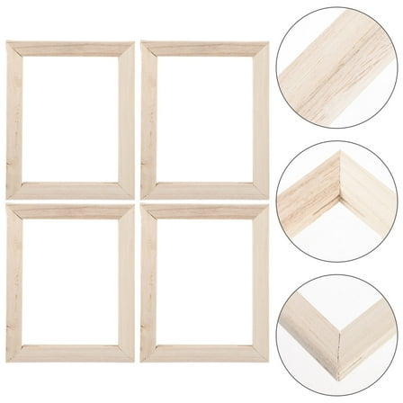 BRIGHTFUFU 4Pcs Wood Canvas Boards Khaki Rectangular For Diy Projects Beginners