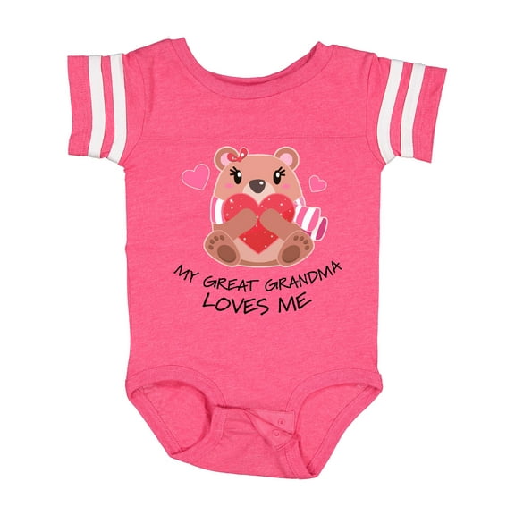 Inktastic My Great Grandma Loves me- bear and hearts Boys or Girls Baby Bodysuit