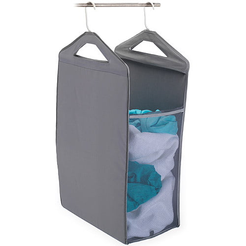 Tested to be Strong and Durable Open Top Design to Hold More Laundry Than Other Type Bags Two Compartments Free Door Hooks Space Saving Lights and Darks Hanging Laundry Hamper Bag