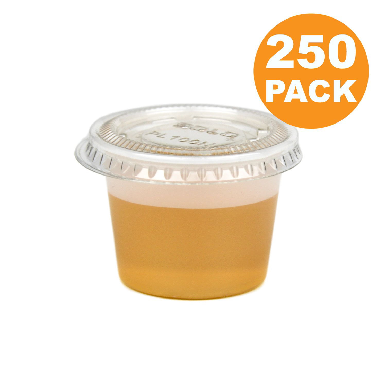 Party Essentials Squeezable Plastic 2 oz Jello Shot Glasses//Portion Souffle Cups//Condiment Sauce Containers with Lids Clear 100 Sets