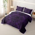 thumbnail image 3 of Erosebridal Boho Gothic Skull Twin Quilt Set for Women Girls, Vintage Purple Damask Floral Twin Coverlet Set, 2 Pieces, 3 of 7