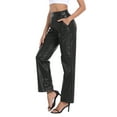 thumbnail image 4 of HDE Women's Pull On Faux Leather Kick Flare Pants with Pockets Black - S, 4 of 7