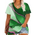 thumbnail image 2 of Women Plus Size Shirts Vneck Pullover Tee Short Sleeve Tops Loose Tunic Blouse Casual Summer Outfit, 2 of 5
