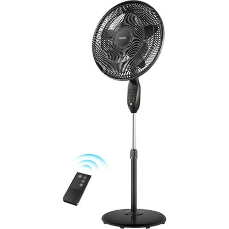 

PFS45A5BBB 18 inch 5-Blade Oscillating Adjustable Standing Pedestal Remote LED Display 5 Speed Setting and 7-Hour Timer Fan Black