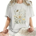 thumbnail image 5 of Casual Tops for Women Fashion Cute Flower Printing T Shirt Loose Crew Neck Short Sleeve Graphic Top Blouses Lightweight Comfy Leisure T-Shirts 2024 Ladies Summer Tops, 5 of 7