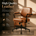 thumbnail image 7 of Ergonomic Office Chair, PU Leather Executive Desk Chair with Fixed Armrests, Adjustable Height, Rocking Function, 360° Swivel Rolling Wheels Brown, 7 of 7