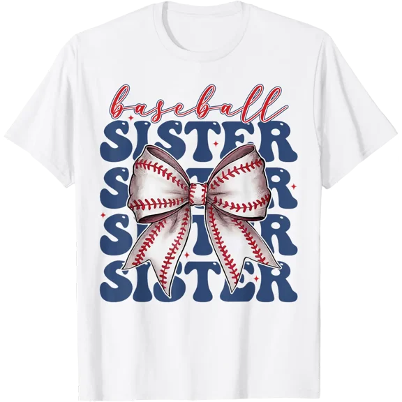 Baseball Sister Coquette Bow Game Day T Shirt All Size S-5XL