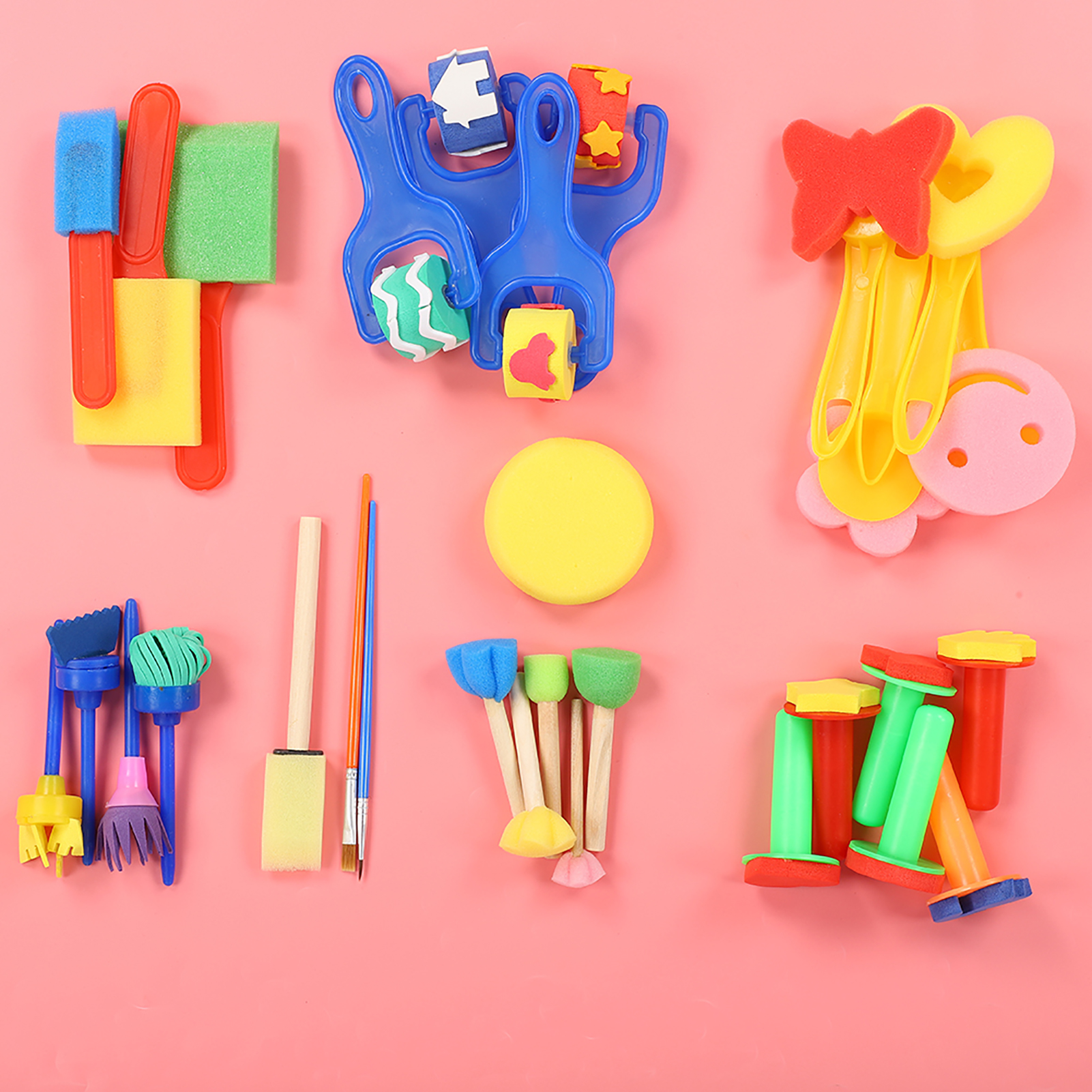 Lot De 6 Tampons Éponges Pour Enfants – Formes Colorées Pour Peinture & Bricolage – Développe La Créativité & Motricité