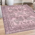 thumbnail image 1 of Boho Decorative Rug, Vintage Look Ethnic Look Pattern of Paisley Details and Bohemian Feels Damask, Quality Carpet for Bedroom Dorm and Living Room, 6 Sizes, Plum and Pale Pink, by Ambesonne, 1 of 4