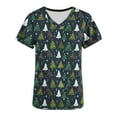 thumbnail image 5 of Holiday Gifts! Titcea Christmas Scrub Tops Women Cute Xmas Printed Short Sleeved V Neck Scrub Tops with Pockets Lightweight Stretchy Working Uniform, 5 of 5