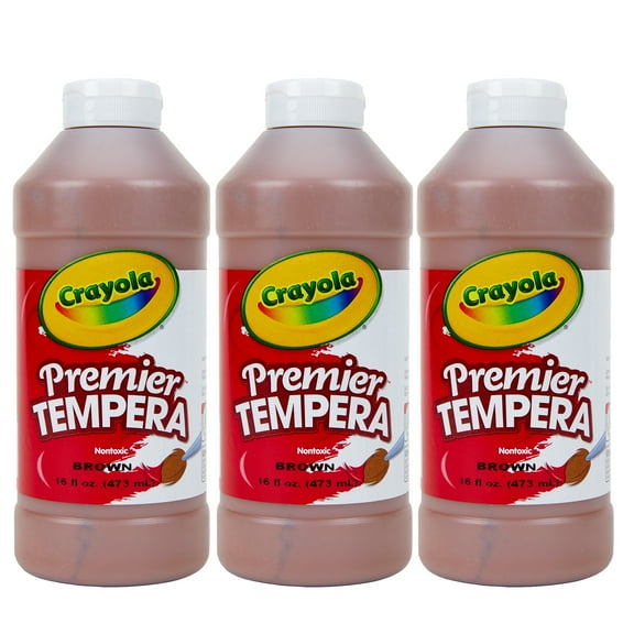 Crayola Premier Tempera Paint, 16 oz, Brown, Pack of 3