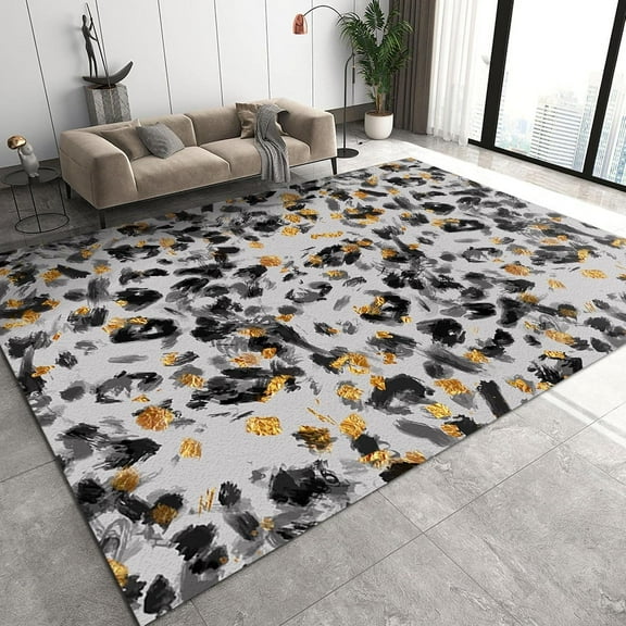 Exquisite Light Luxury Fashion Area Rug, Black White Gold Foil Indoor Non-Slip Rugs, For Room Sofa Living Room Mat Bedroom Home Decor Floor Mats 4x5ft
