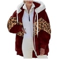 thumbnail image 2 of KONBECA Winter Coats for Women Plus Size Faux Fur Coat Fashion Dressy Fuzzy Fleece Sherpa Jacket Light Long Open Front Hooded Cardigans Warm Zip up Jackets Coats Outerwear with Pockets Wine M, 2 of 5