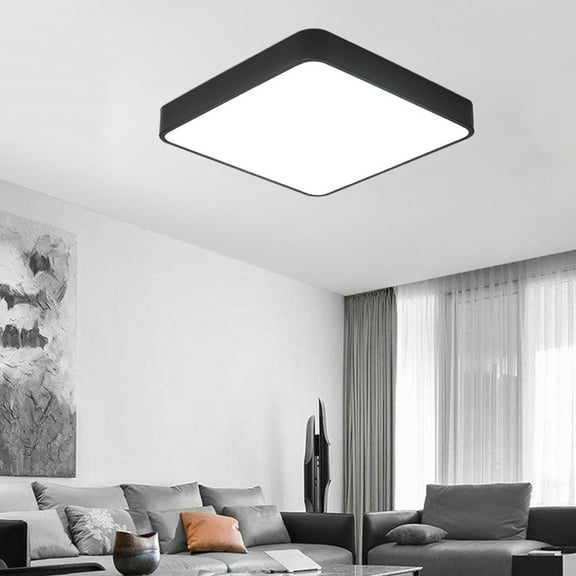 HEMOTON Modern Style Ceiling Light Fixture with Square Shape and Black PVC Design for Home Lighting
