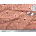 thumbnail image 2 of Soimoi Orange Cotton Duck Fabric Floral & Cow Skull Head Damask Printed Craft Fabric by the Yard 56 Inch Wide, 2 of 3