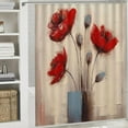 thumbnail image 6 of Fenyluxe Pretty Red Flowers Bathroom Shower Curtain Set with Hooks, Chic Modern Design, 100% Polyester Fabric, Various Sizes 69x72, 6 of 7