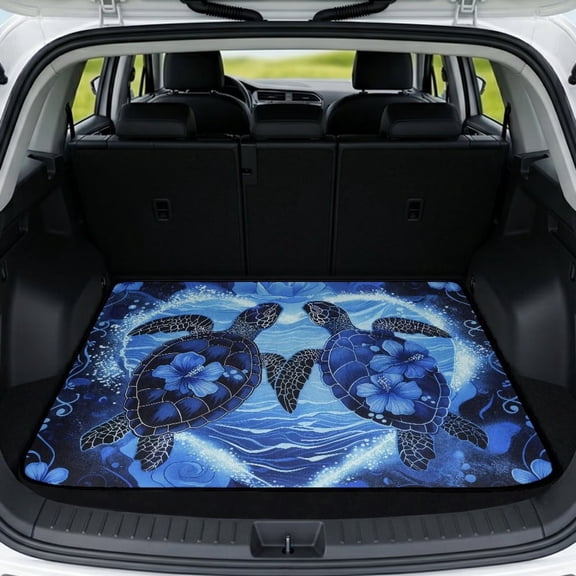 HUISEFOR Sea Turtle Car Trunk Mat Non-Slip All Weather Trunk Protection Cargo Liner Anti-Scratch Full Protection Universal Fit for Most Vehicle
